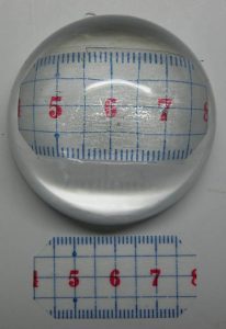 A scale in shallow position in a hemispherical resin